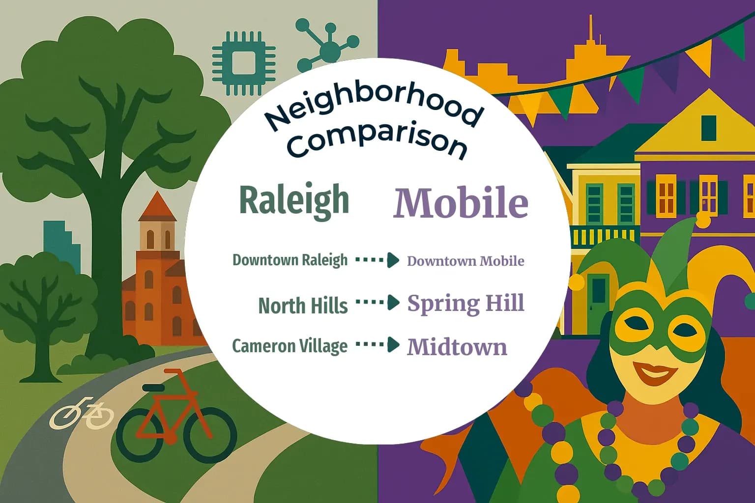 Raleigh vs Mobile Neighborhood Comparison