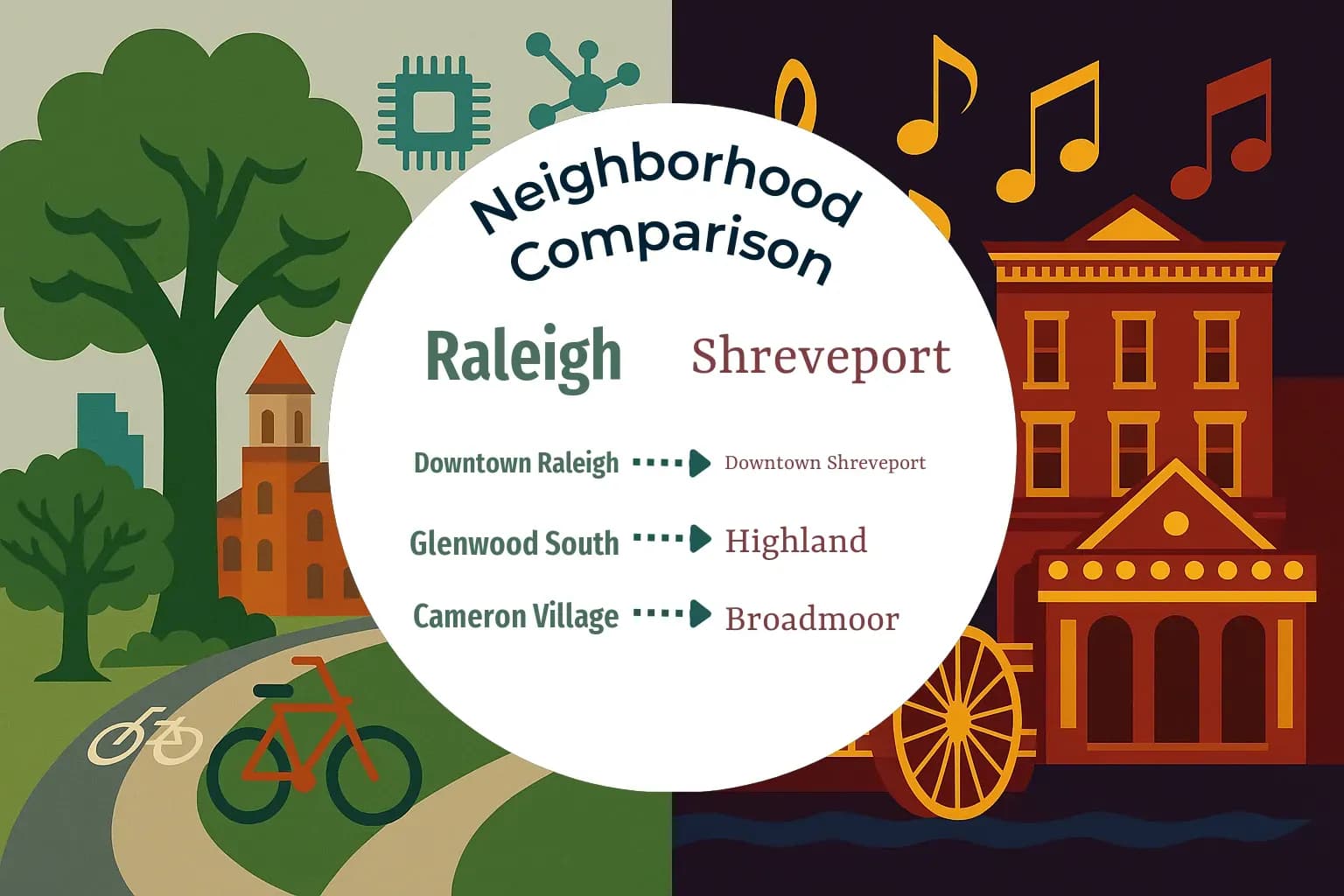 Raleigh vs Shreveport Neighborhood Comparison