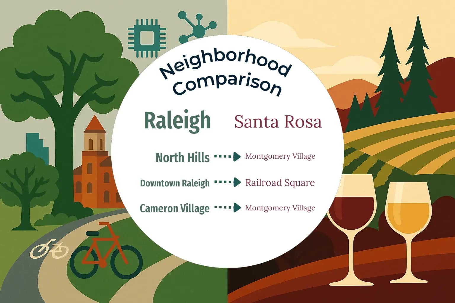Raleigh vs Santa Rosa Neighborhood Comparison