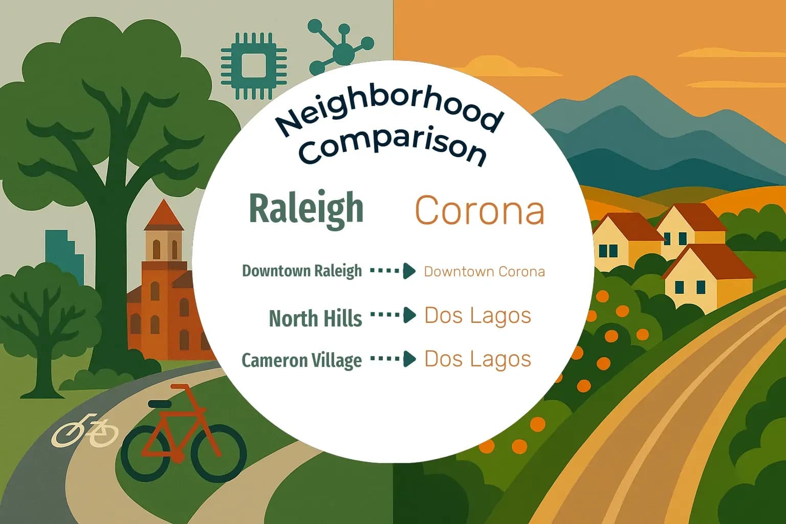 Raleigh vs Corona Neighborhood Comparison