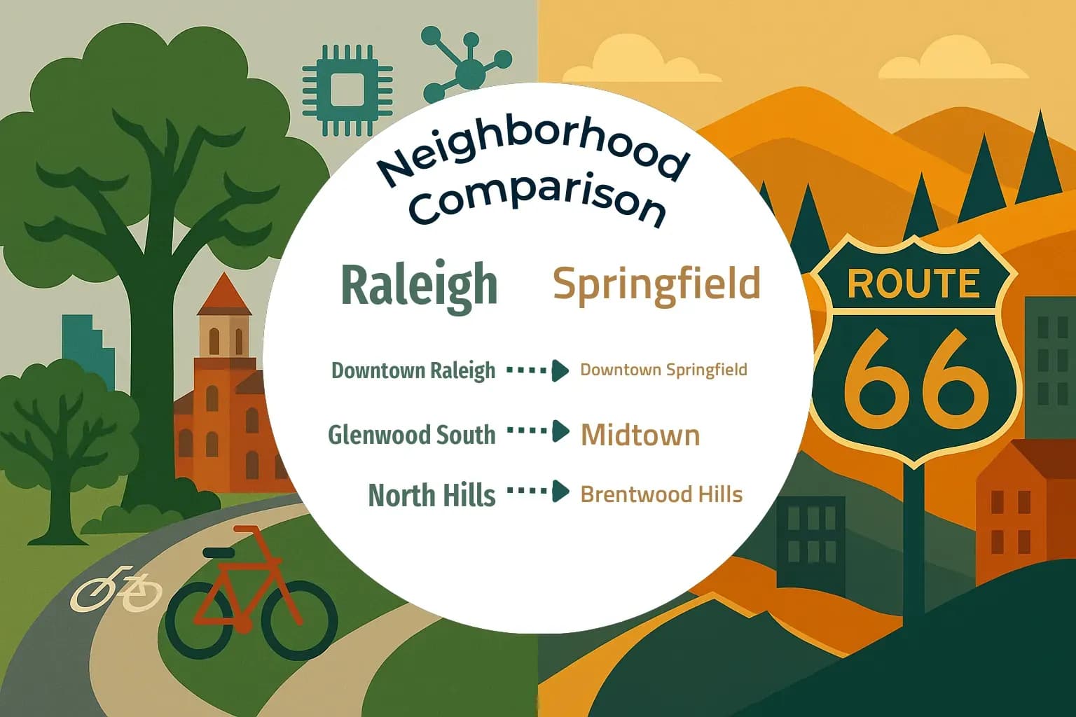 Raleigh vs Springfield Neighborhood Comparison