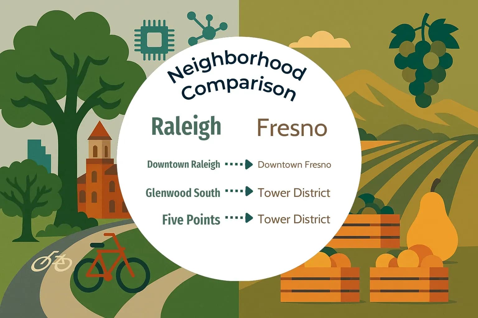 Raleigh vs Fresno Neighborhood Comparison