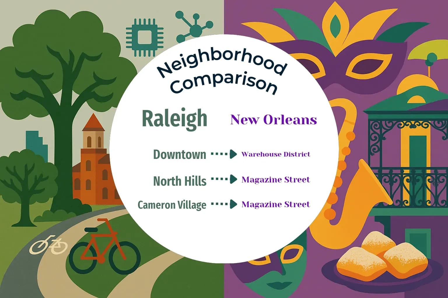 Raleigh vs New Orleans Neighborhood Comparison