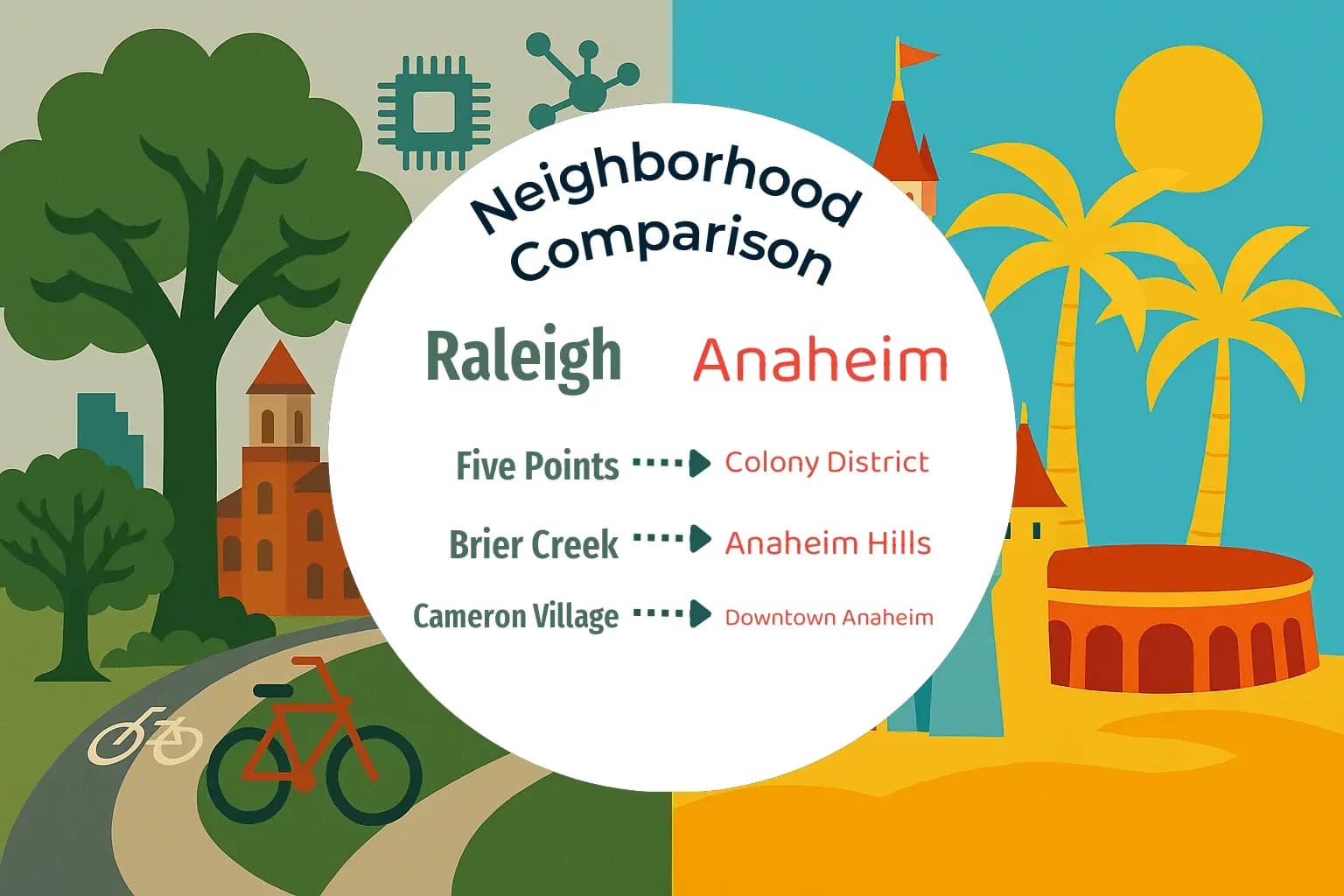 Raleigh vs Anaheim Neighborhood Comparison