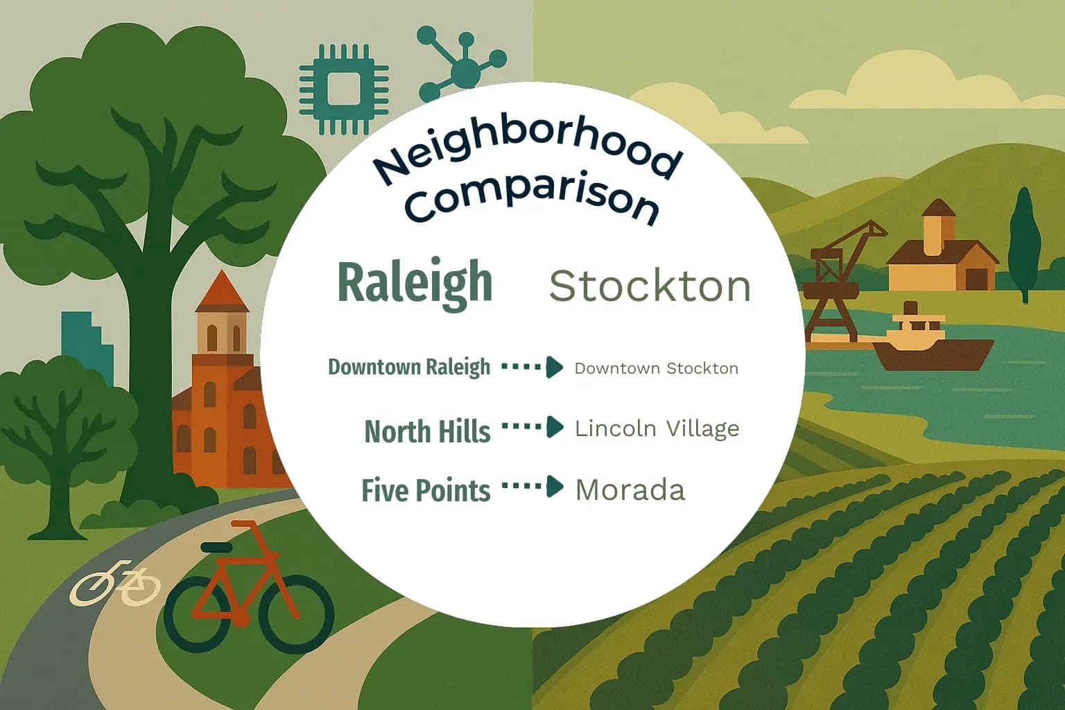 Raleigh vs Stockton Neighborhood Comparison