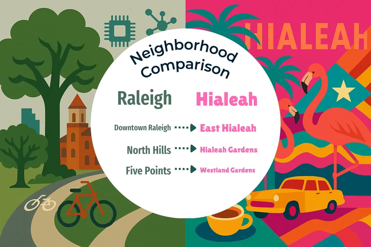 Raleigh vs Hialeah Neighborhood Comparison