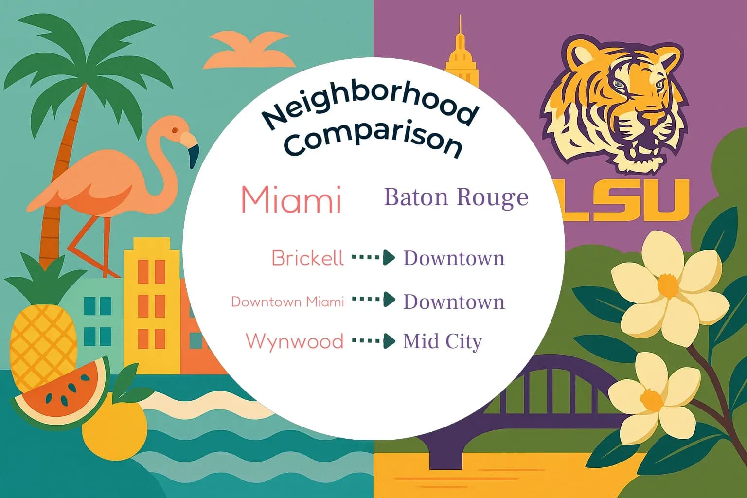 Miami vs Baton Rouge Neighborhood Comparison