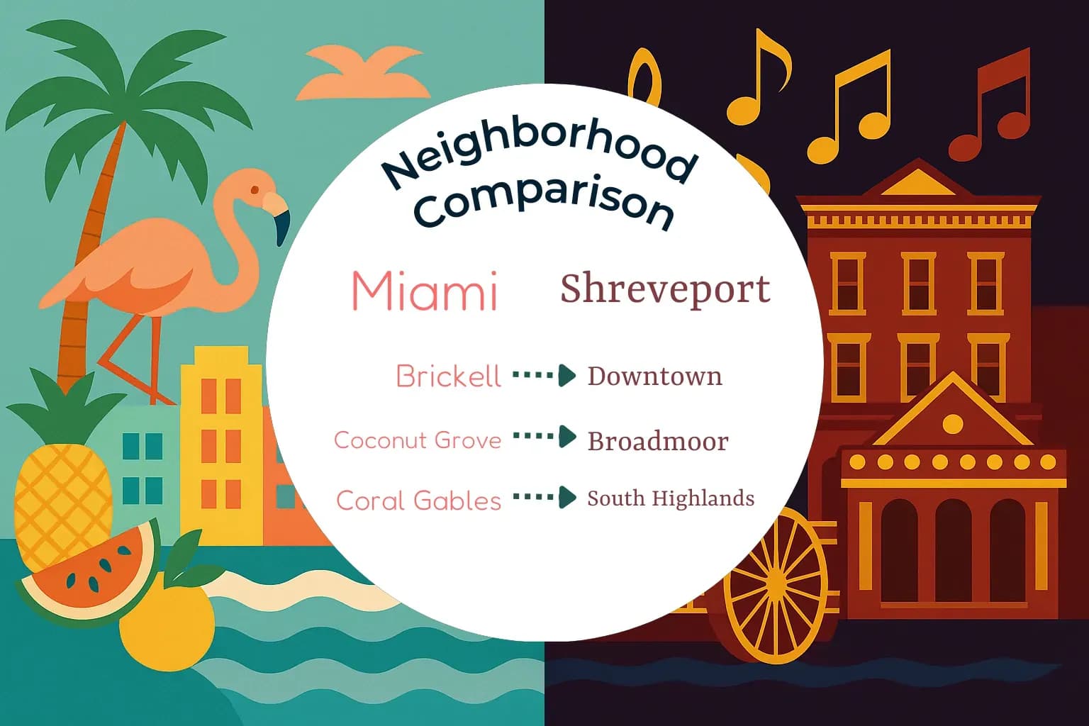 Miami vs Shreveport Neighborhood Comparison