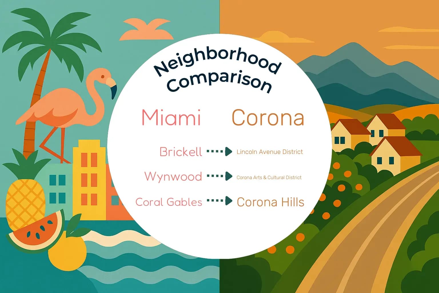 Miami vs Corona Neighborhood Comparison