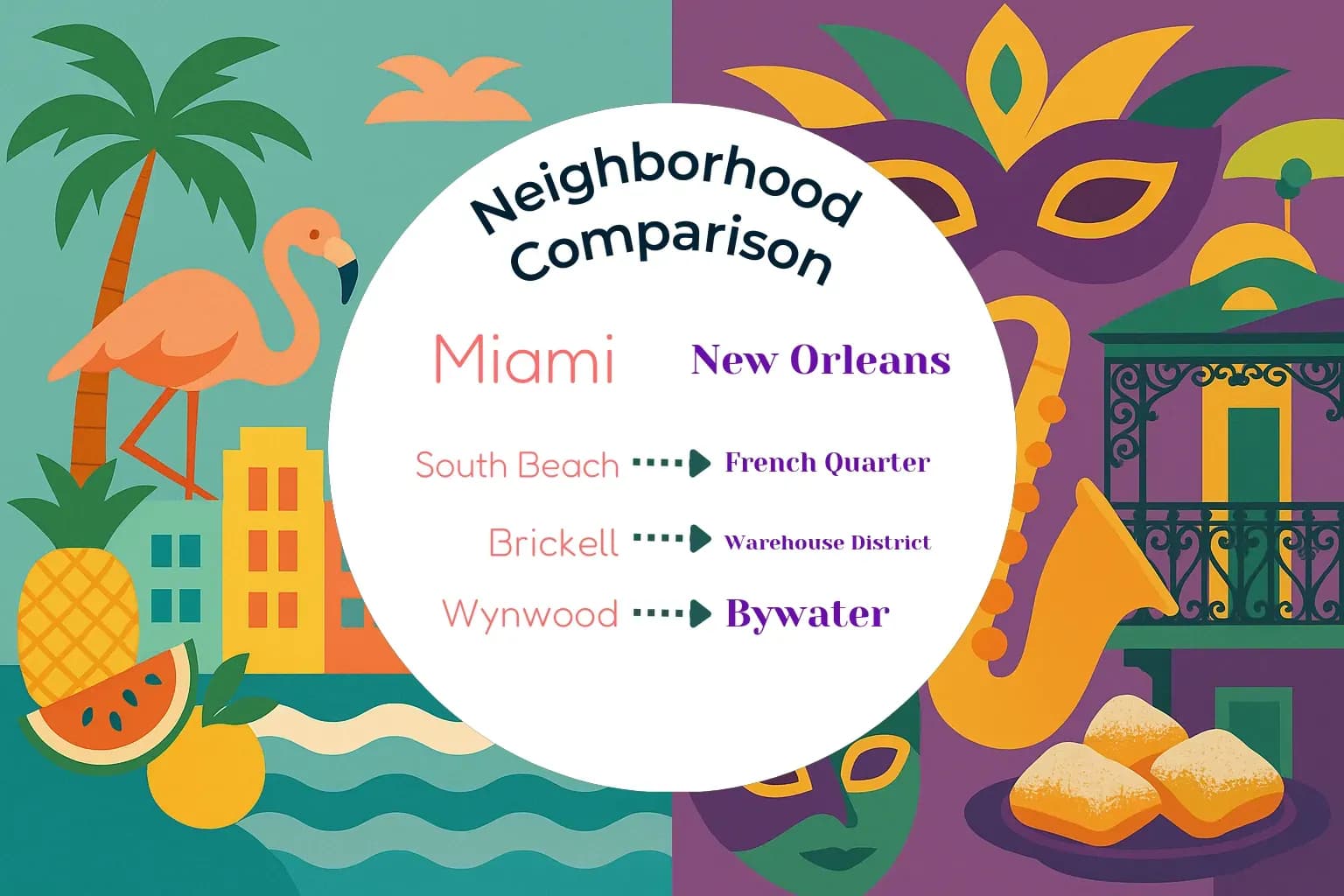 Miami vs New Orleans Neighborhood Comparison