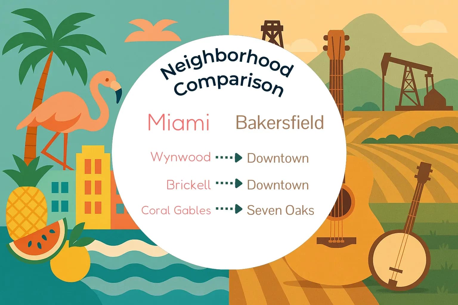 Miami vs Bakersfield Neighborhood Comparison