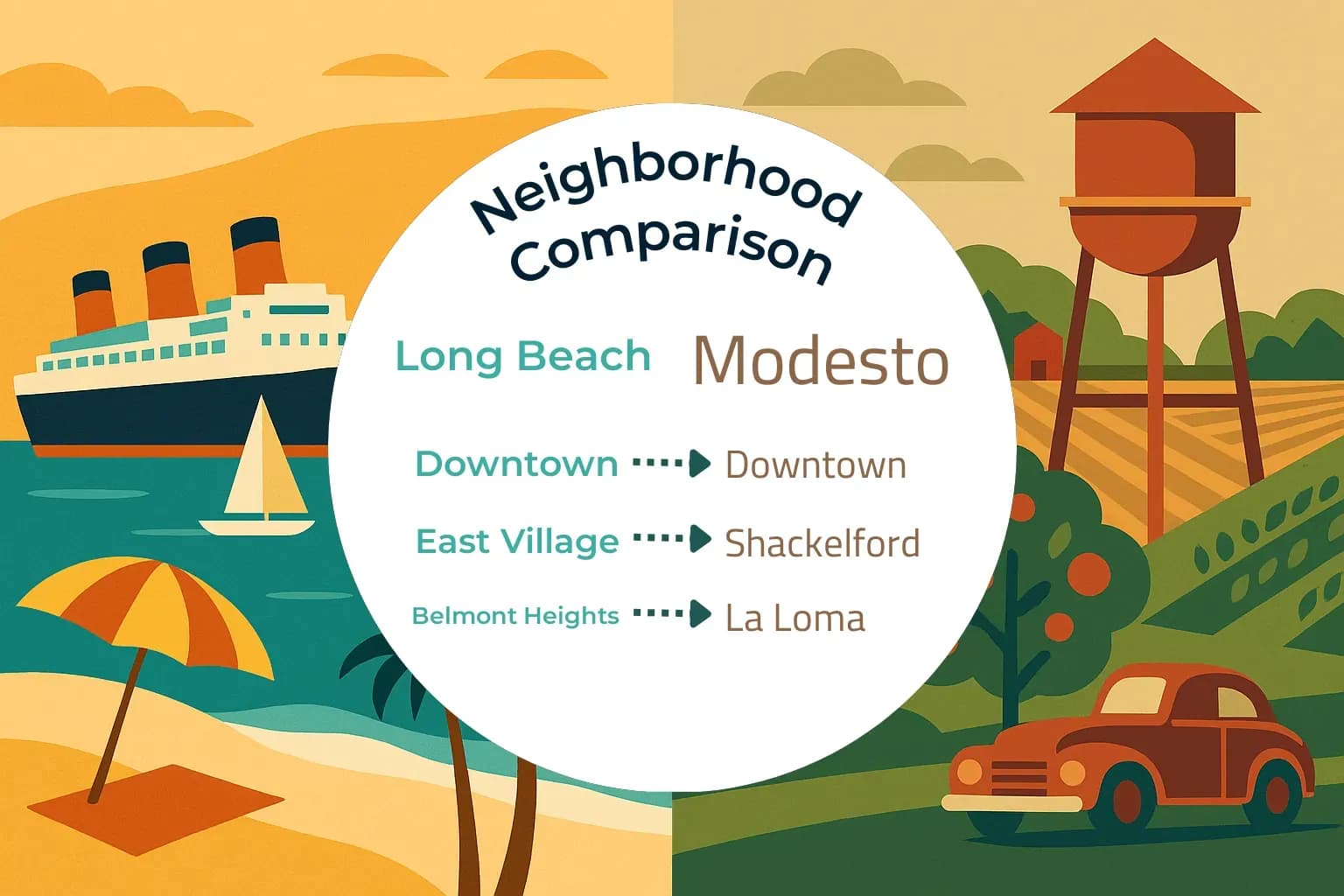 Long Beach vs Modesto Neighborhood Comparison
