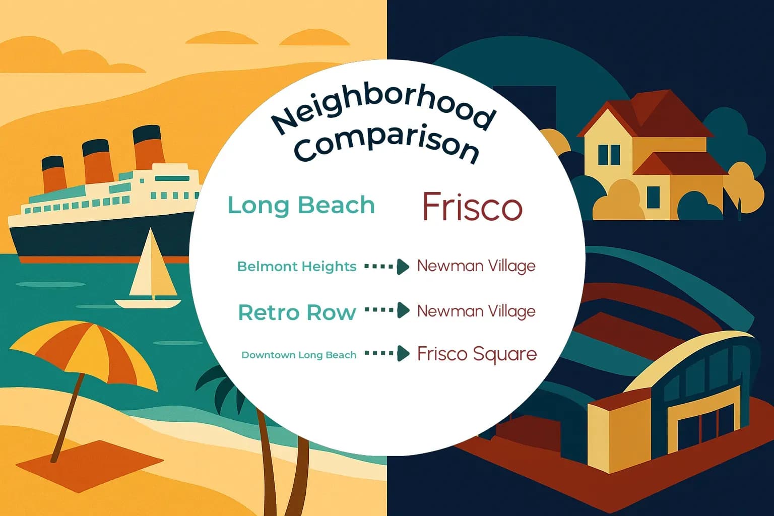 Long Beach vs Frisco Neighborhood Comparison