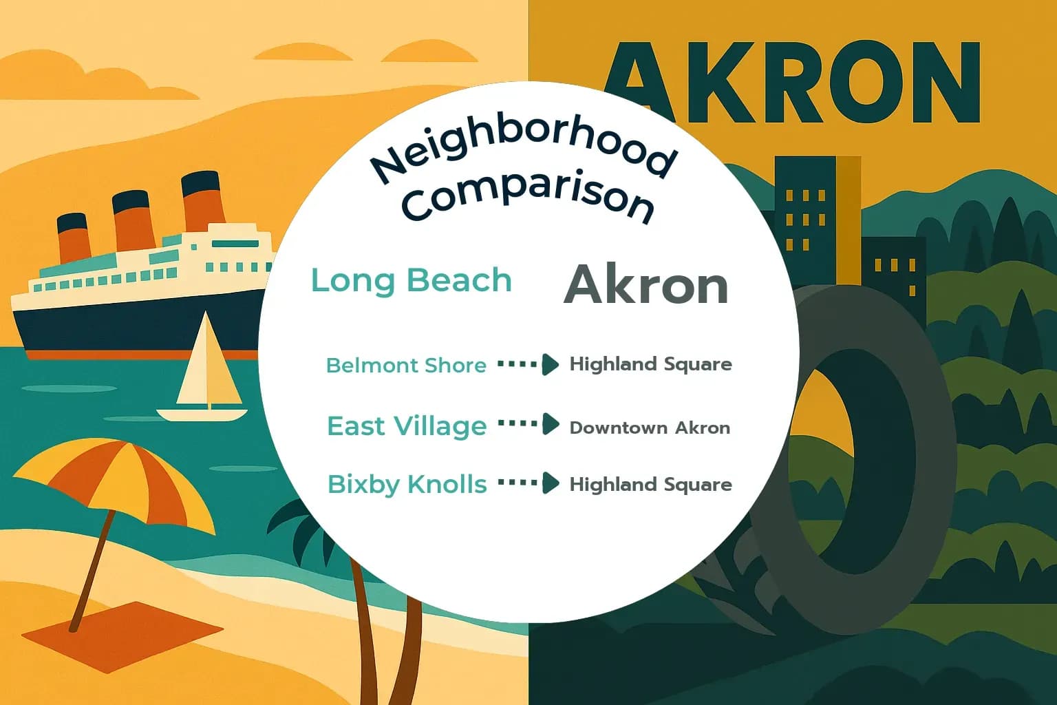 Long Beach vs Akron Neighborhood Comparison
