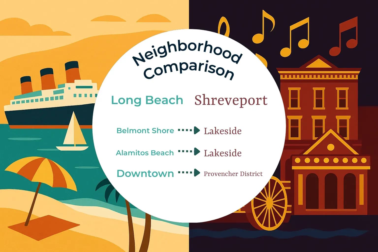 Long Beach vs Shreveport Neighborhood Comparison