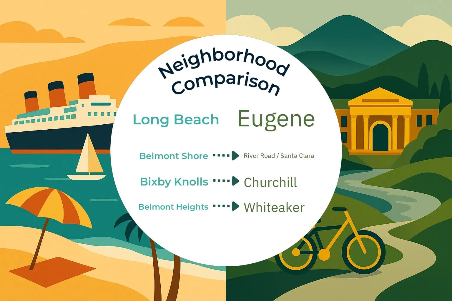Long Beach vs Eugene Neighborhood Comparison