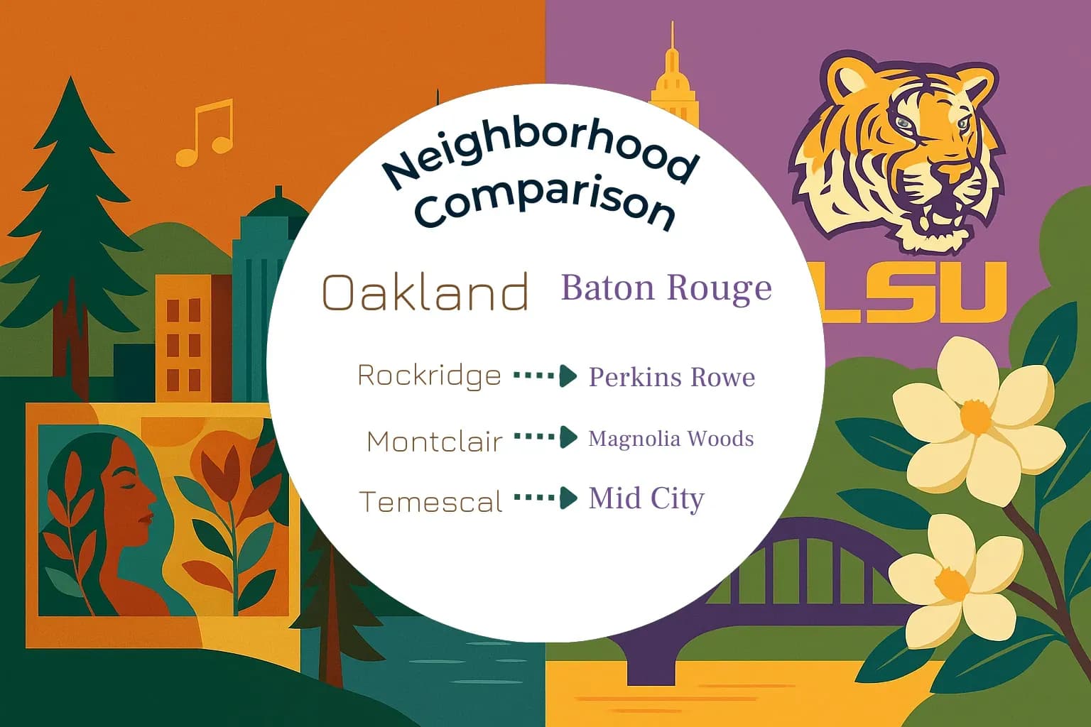 Oakland vs Baton Rouge Neighborhood Comparison