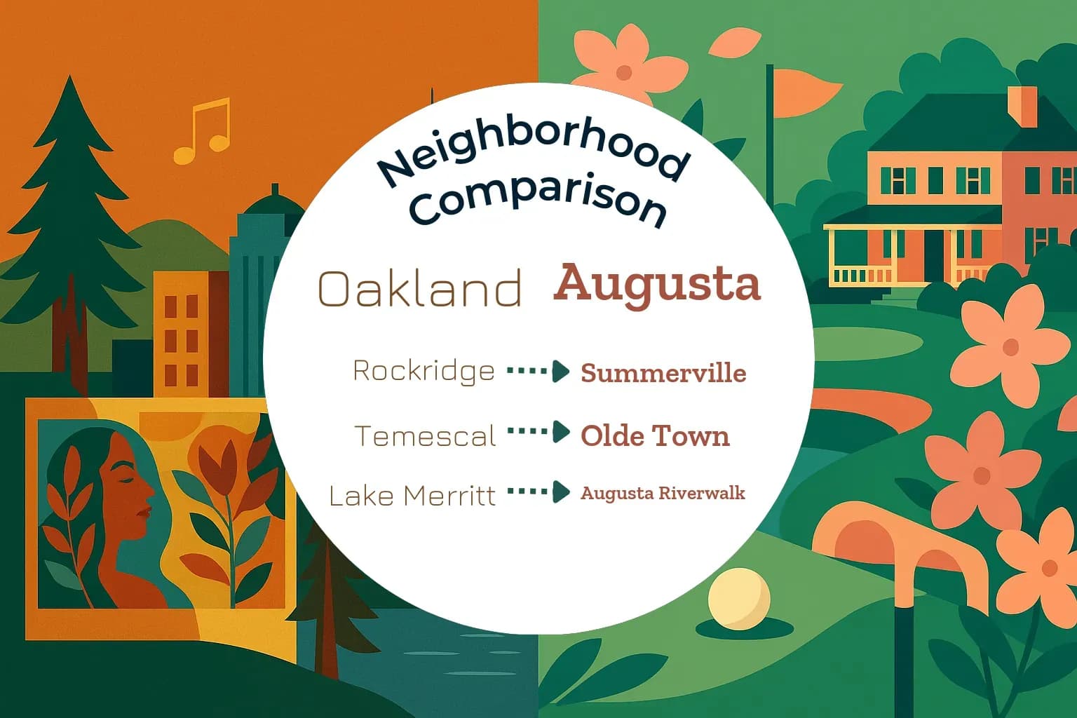 Oakland vs Augusta Neighborhood Comparison