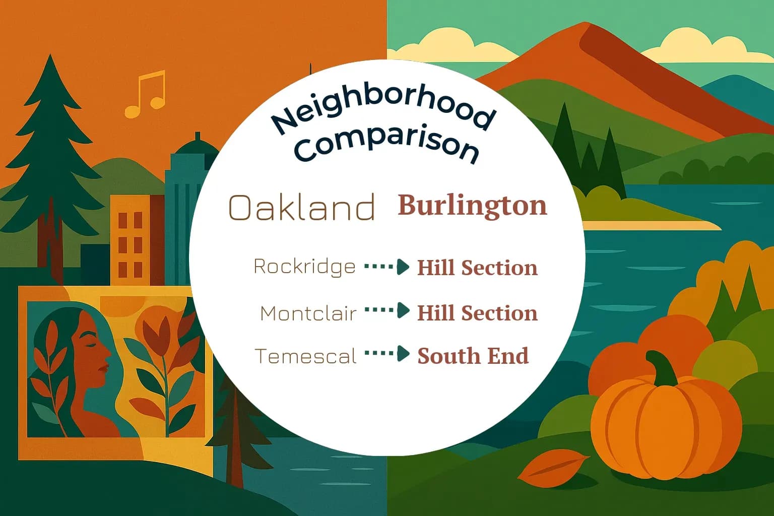 Oakland vs Burlington Neighborhood Comparison