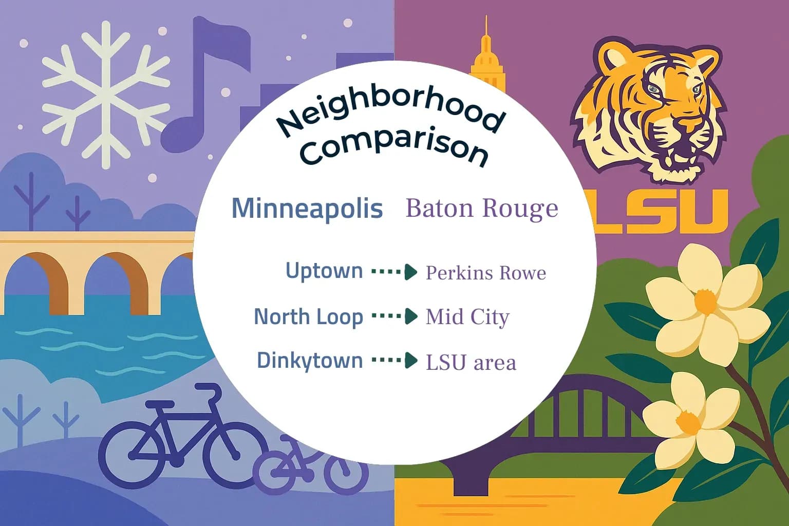 Minneapolis vs Baton Rouge Neighborhood Comparison