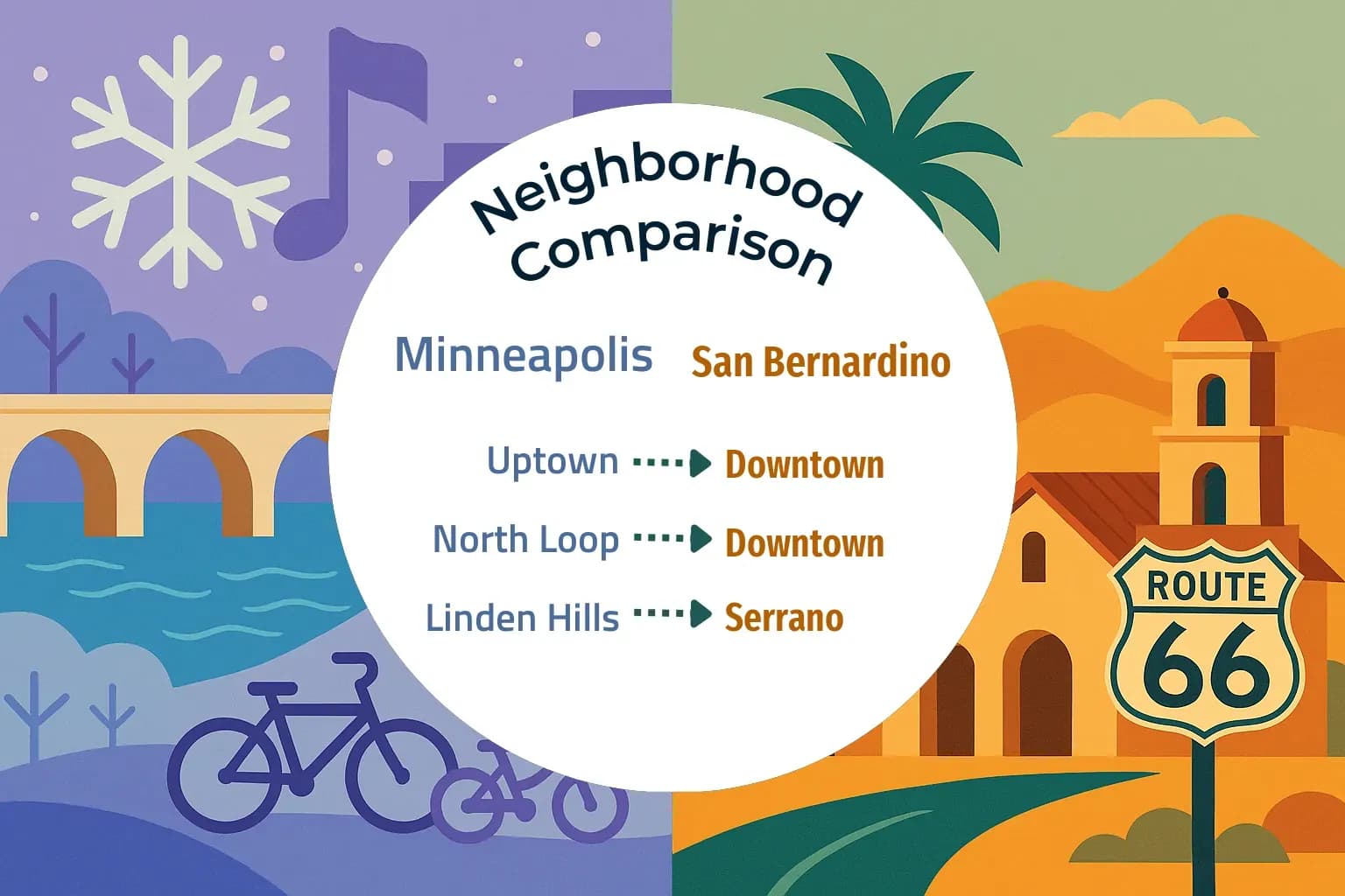 Minneapolis vs San Bernardino Neighborhood Comparison