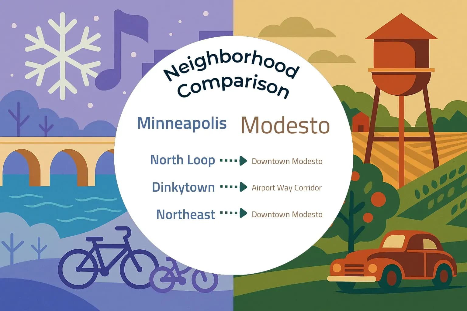 Minneapolis vs Modesto Neighborhood Comparison