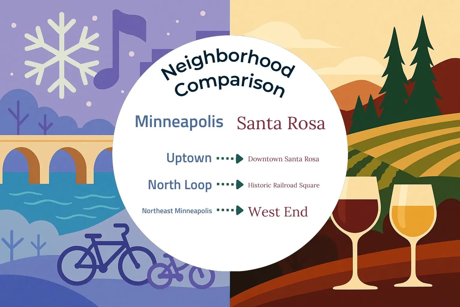 Minneapolis vs Santa Rosa Neighborhood Comparison