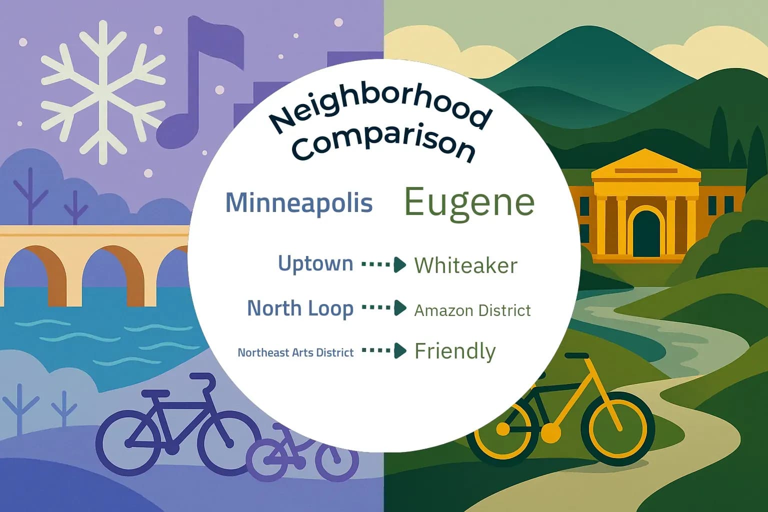 Minneapolis vs Eugene Neighborhood Comparison