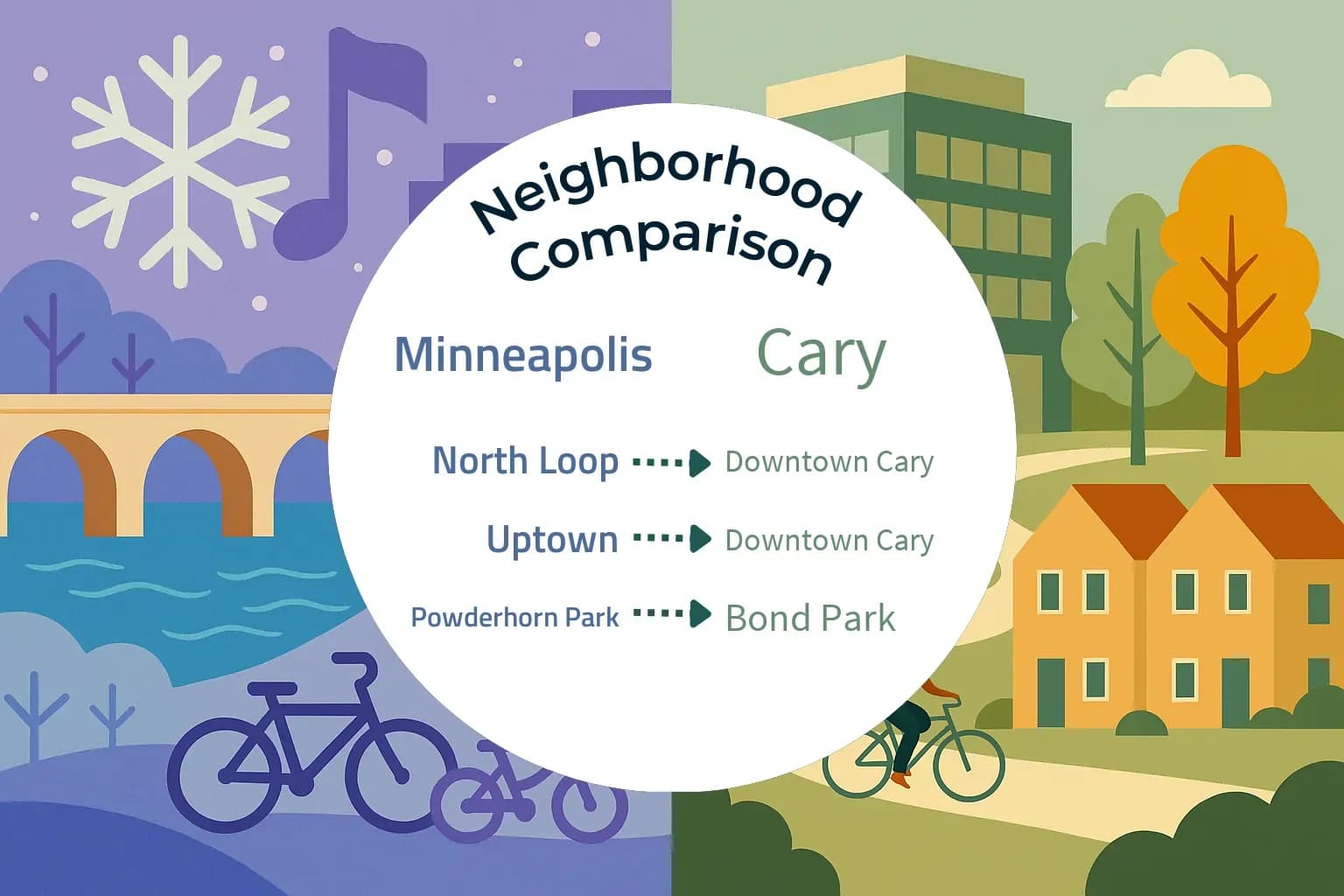 Minneapolis vs Cary Neighborhood Comparison