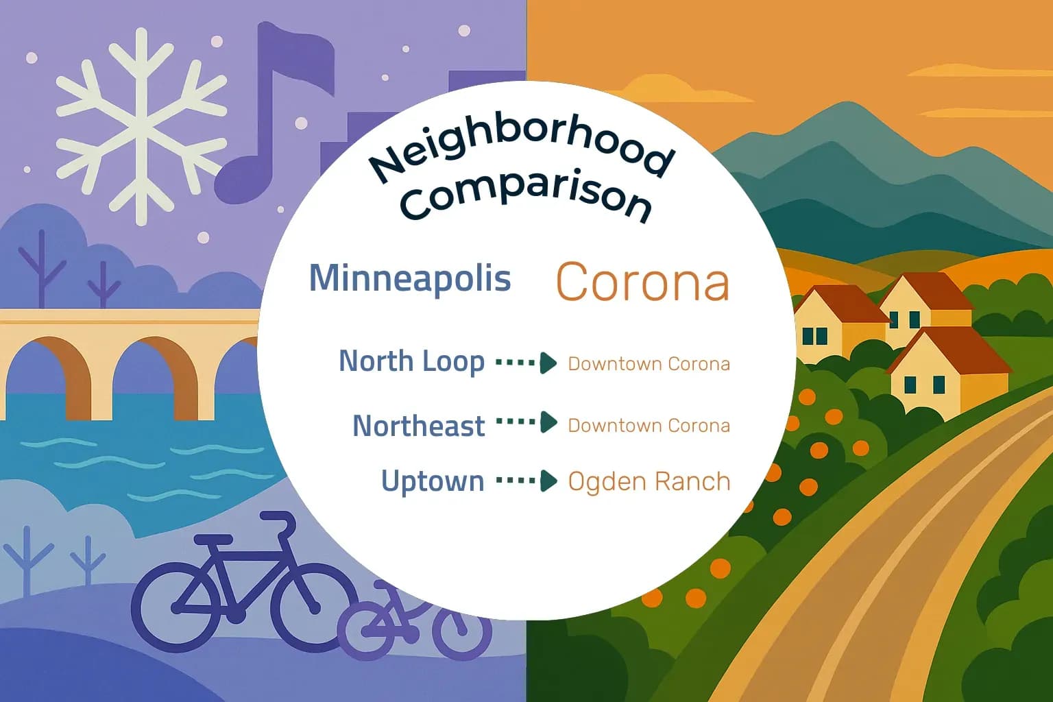 Minneapolis vs Corona Neighborhood Comparison