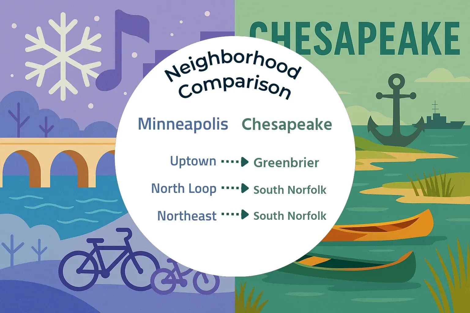 Minneapolis vs Chesapeake Neighborhood Comparison