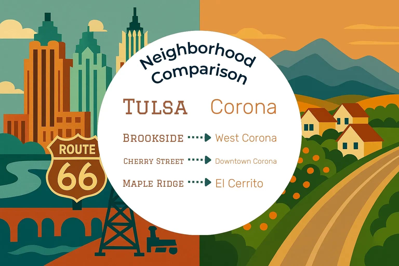 Tulsa vs Corona Neighborhood Comparison
