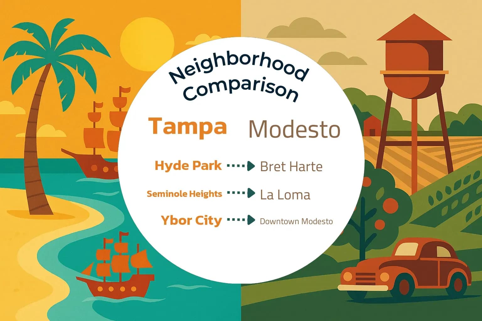 Tampa vs Modesto Neighborhood Comparison