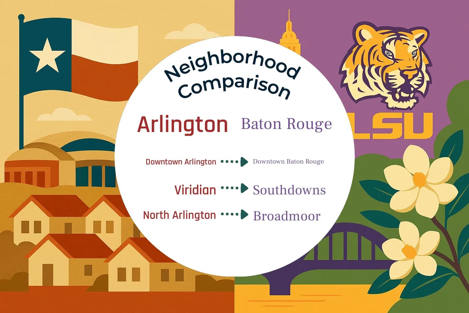 Arlington vs Baton Rouge Neighborhood Comparison