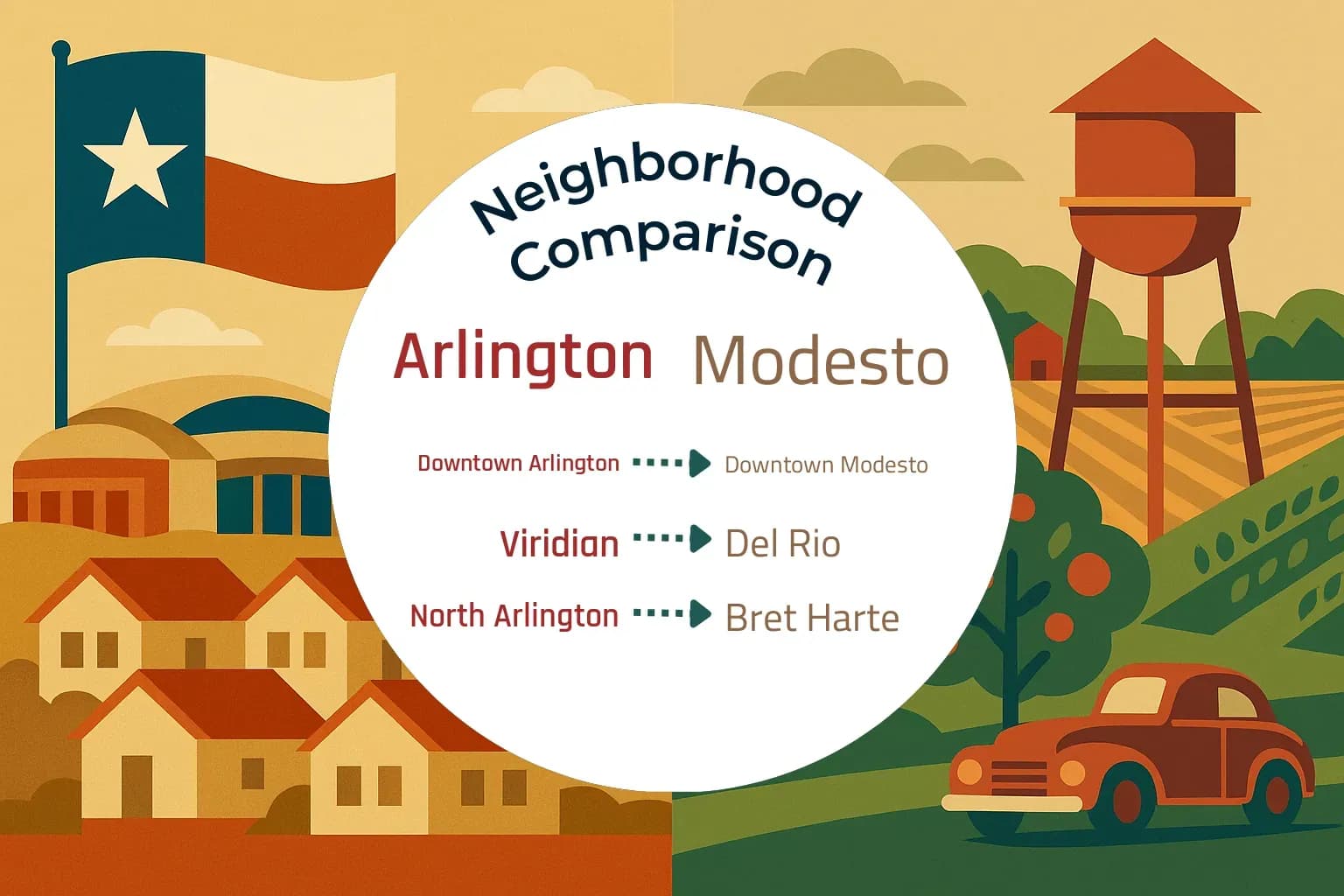 Arlington vs Modesto Neighborhood Comparison