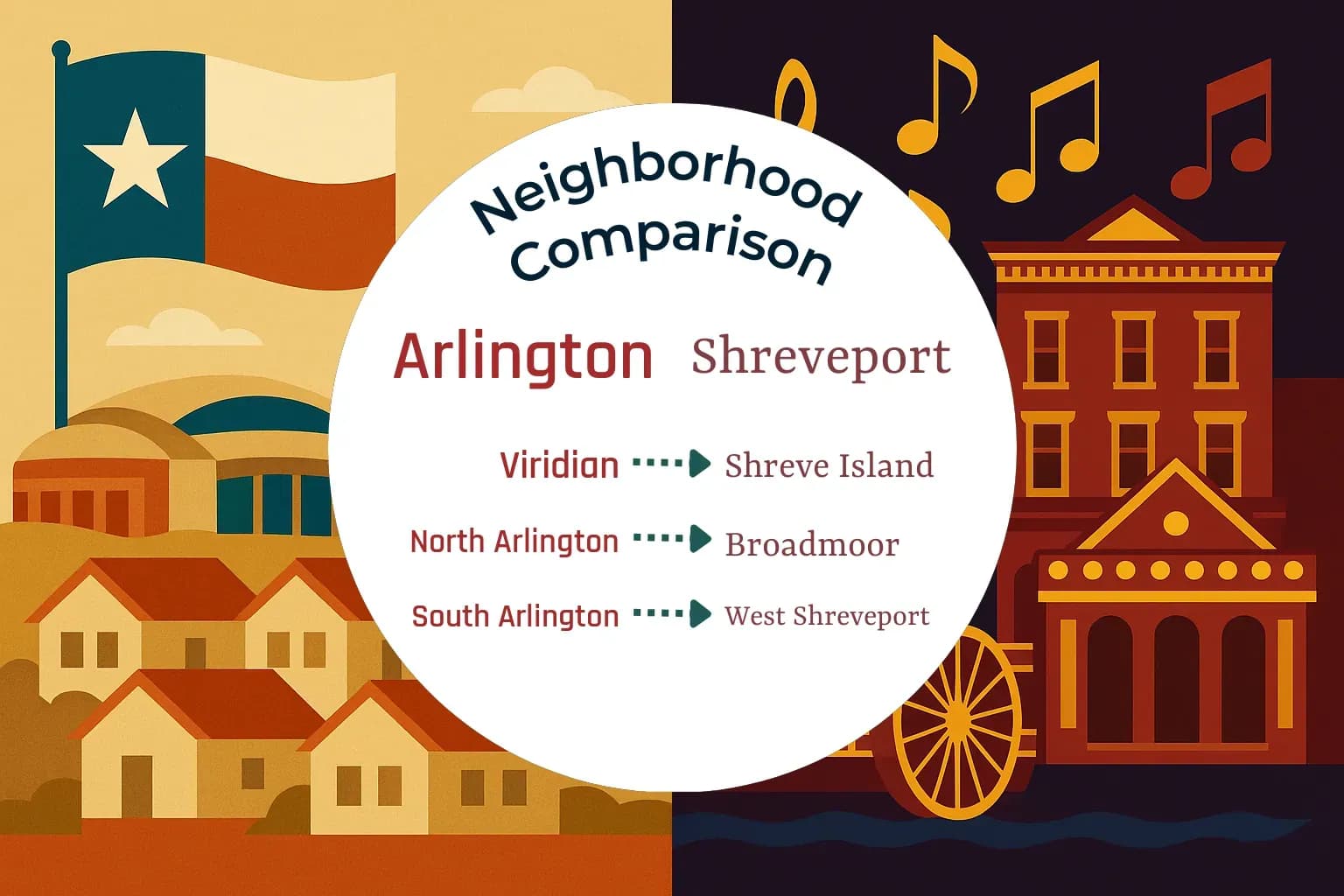 Arlington vs Shreveport Neighborhood Comparison