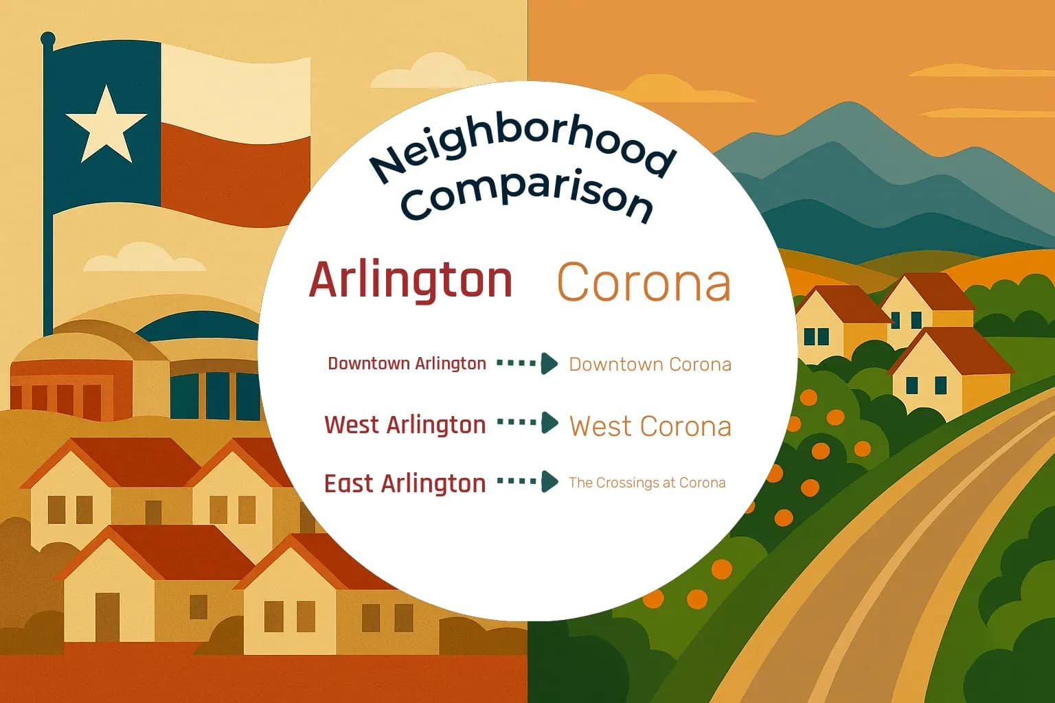 Arlington vs Corona Neighborhood Comparison