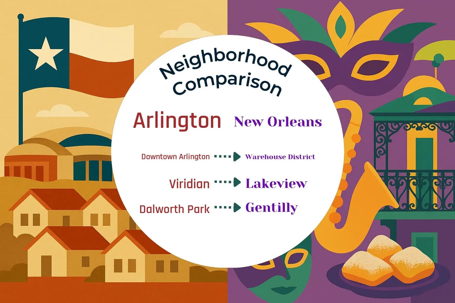 Arlington vs New Orleans Neighborhood Comparison