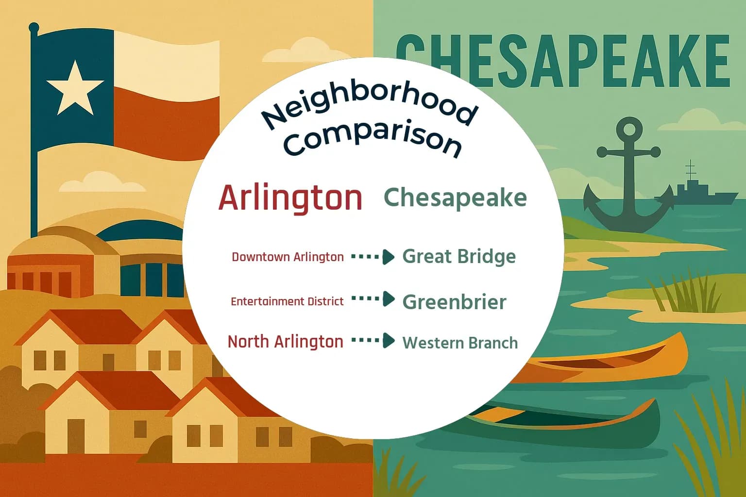 Arlington vs Chesapeake Neighborhood Comparison