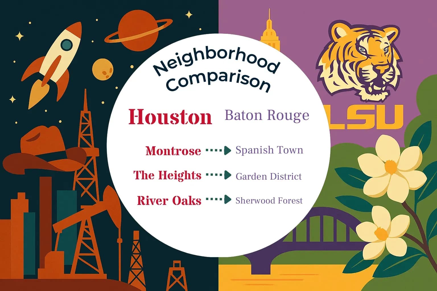 Houston vs Baton Rouge Neighborhood Comparison