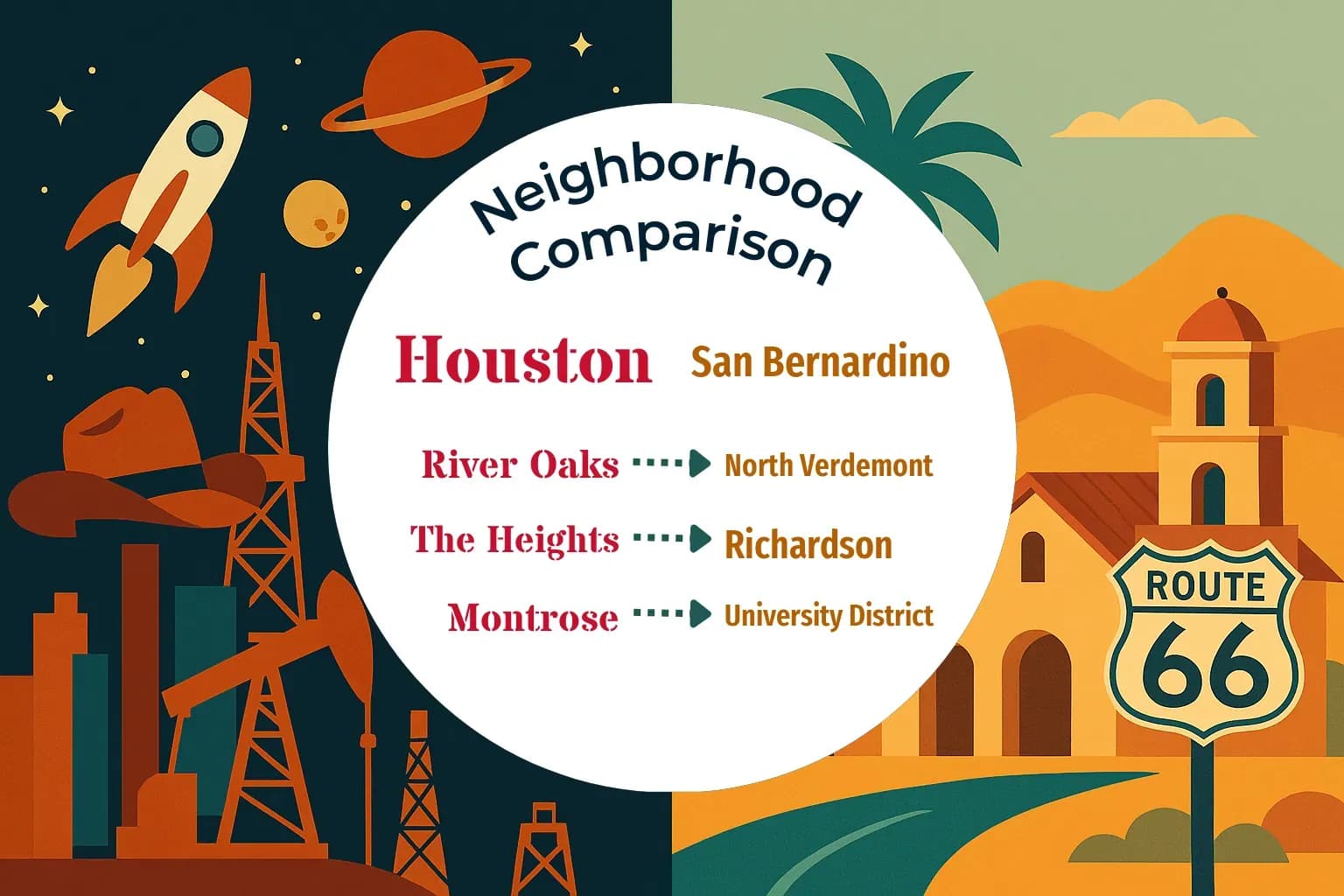 Houston vs San Bernardino Neighborhood Comparison