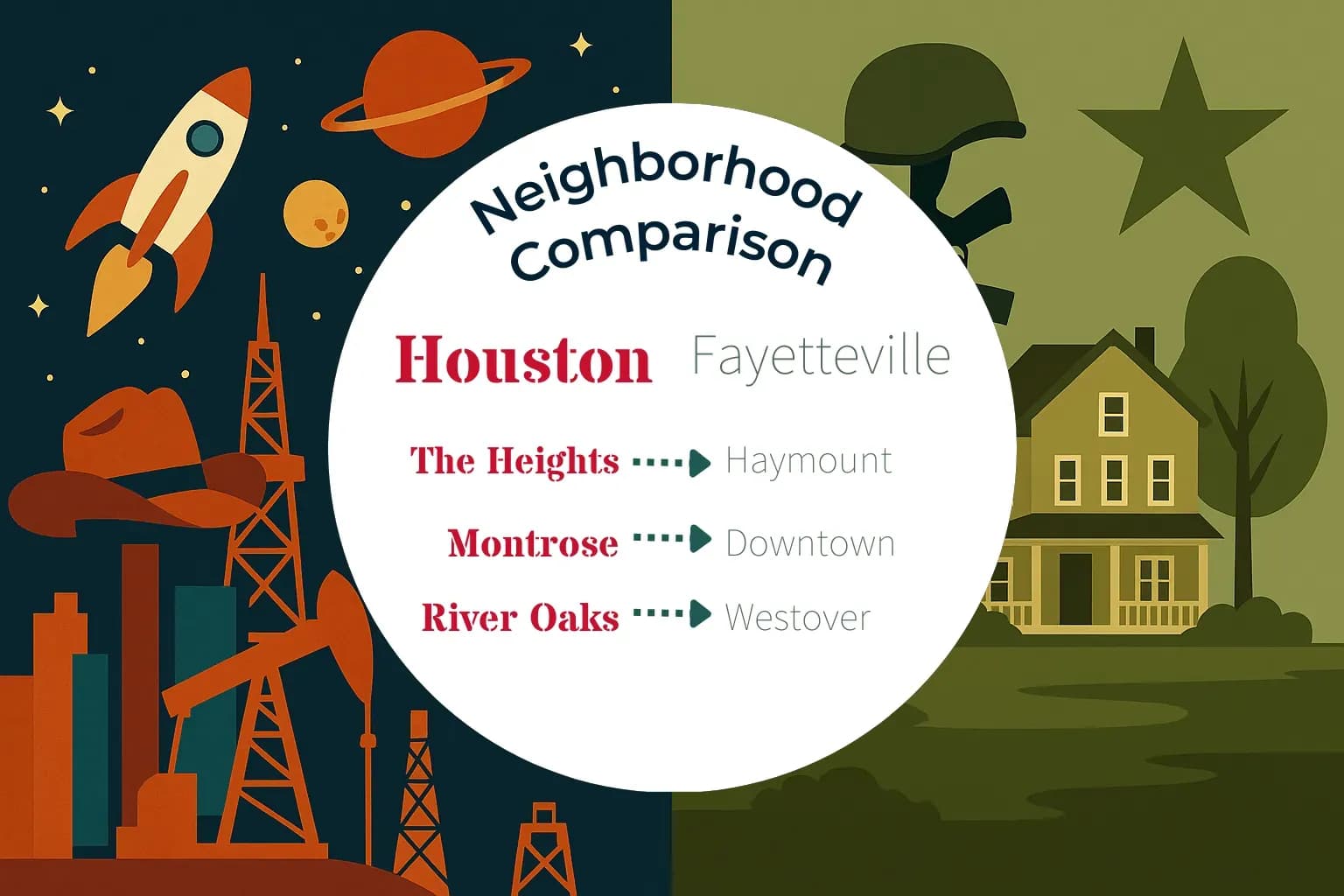 Houston vs Fayetteville Neighborhood Comparison