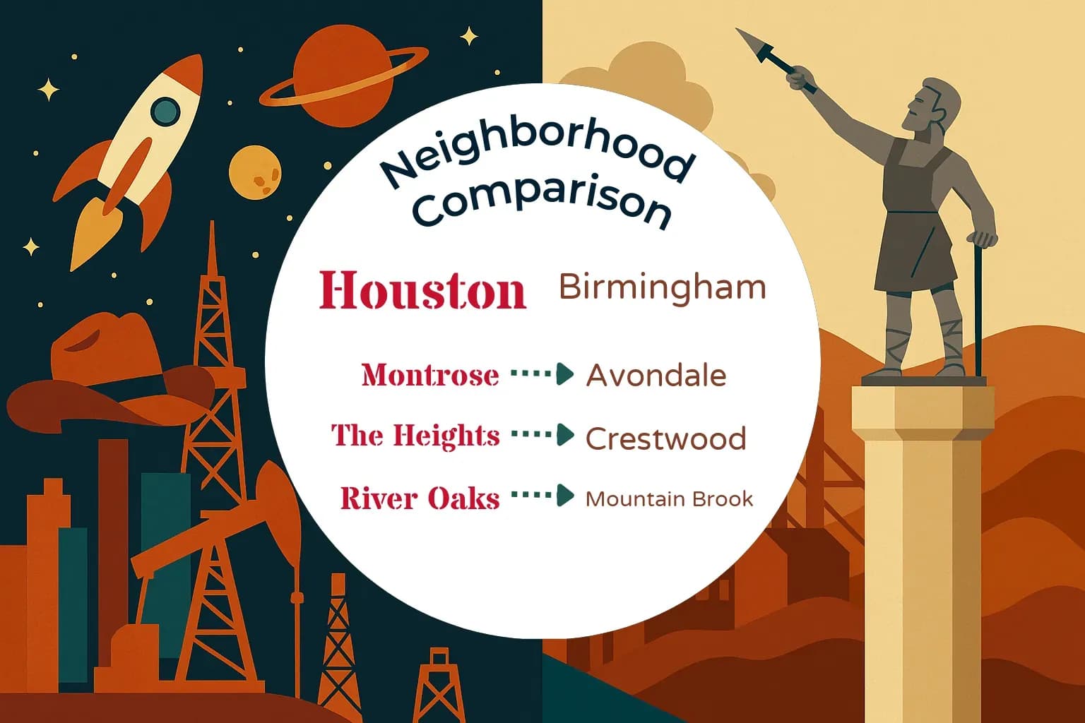 Houston vs Birmingham Neighborhood Comparison