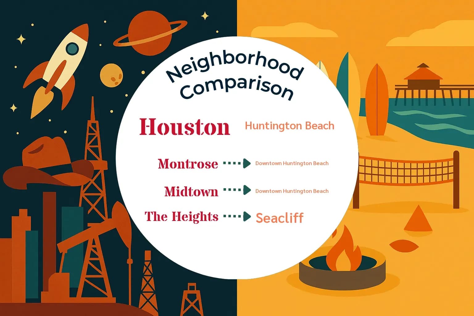 Houston vs Huntington Beach Neighborhood Comparison