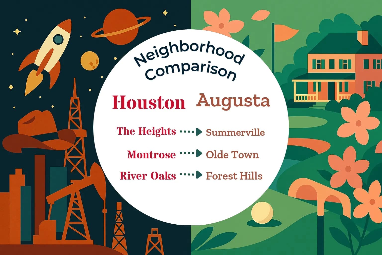 Houston vs Augusta Neighborhood Comparison