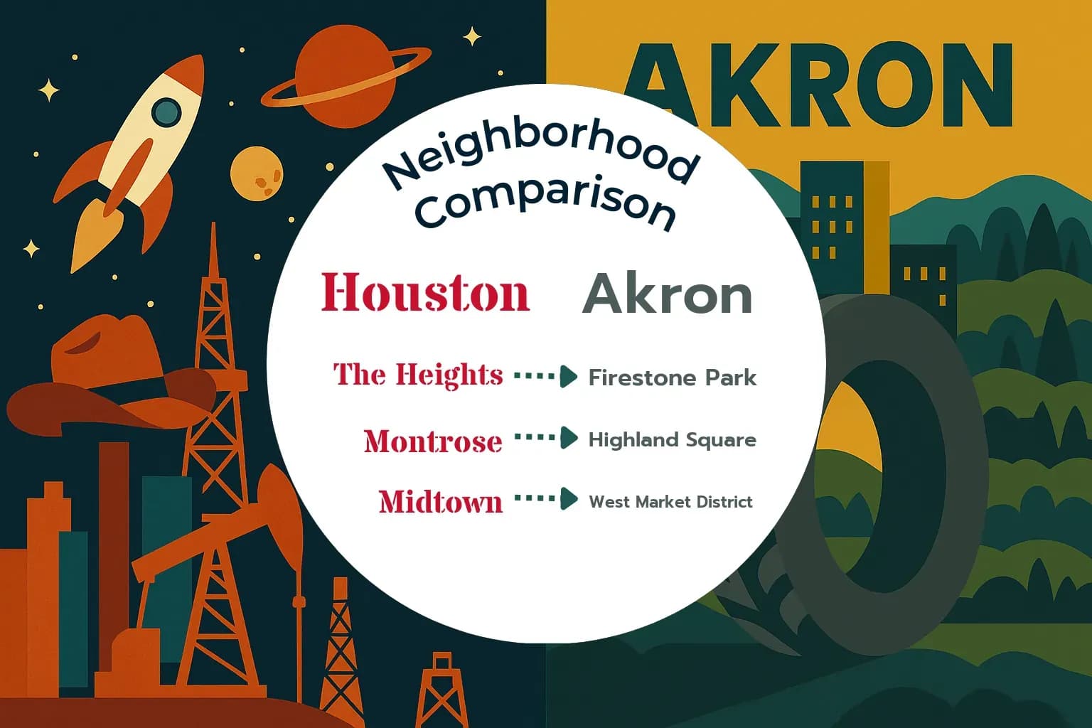 Houston vs Akron Neighborhood Comparison