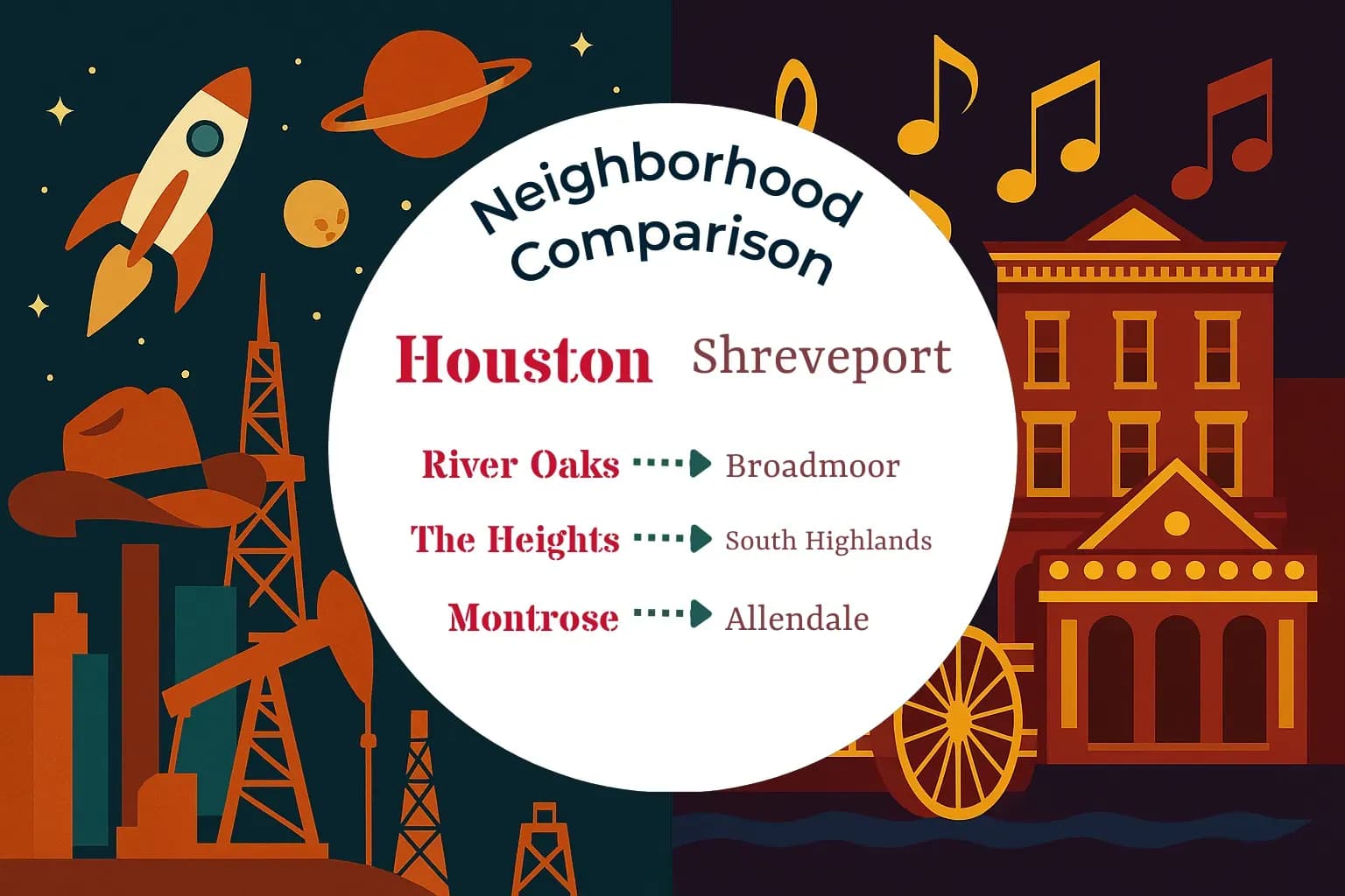 Houston vs Shreveport Neighborhood Comparison