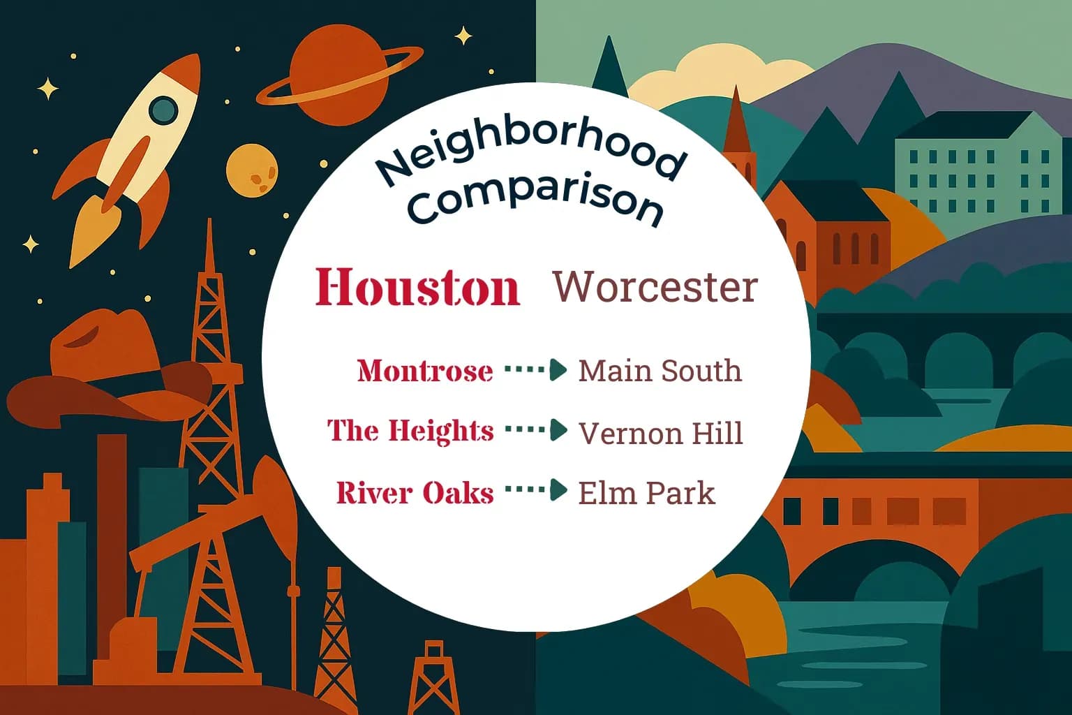 Houston vs Worcester Neighborhood Comparison