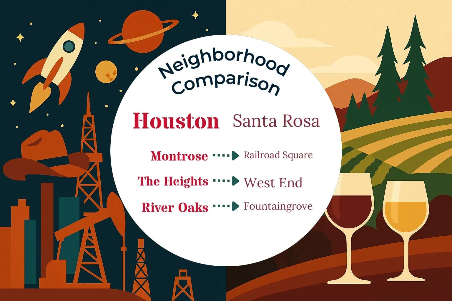 Houston vs Santa Rosa Neighborhood Comparison