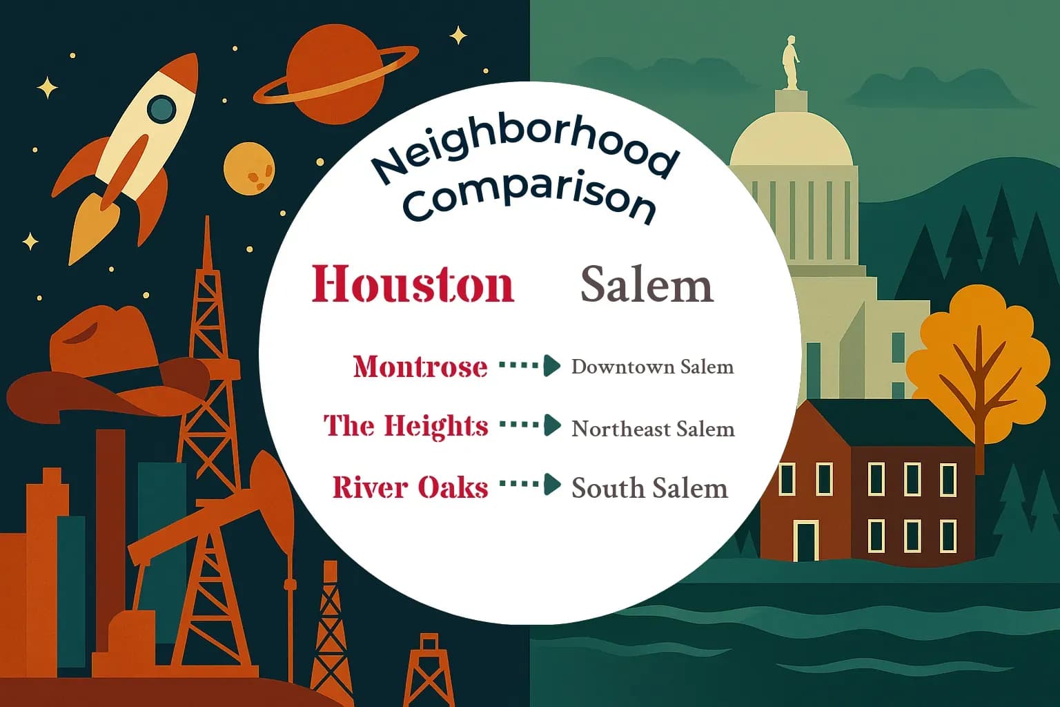 Houston vs Salem Neighborhood Comparison